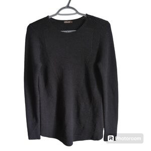 J. McLaughlin Textured Black‎ Merino Wool Knit Sweater Size XS